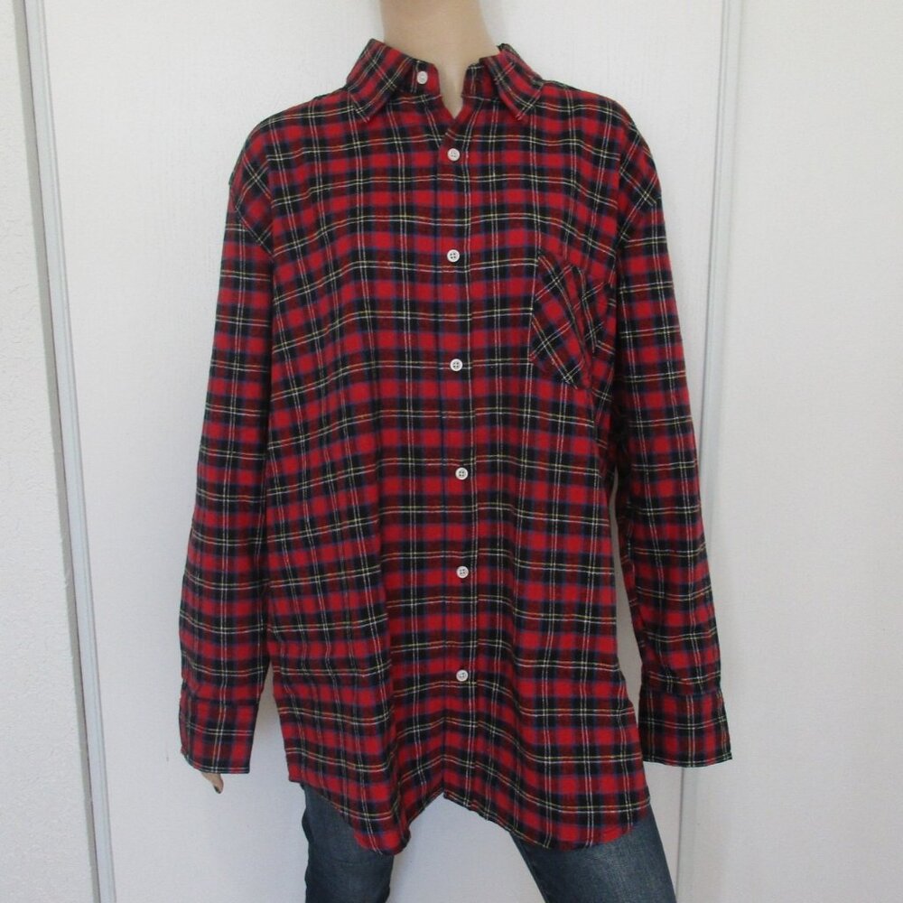 New NASTY GAL Shirt Red Plaid Button Down Size XXL